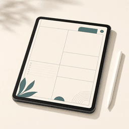 Synthetic minimalist digital planner on a tablet