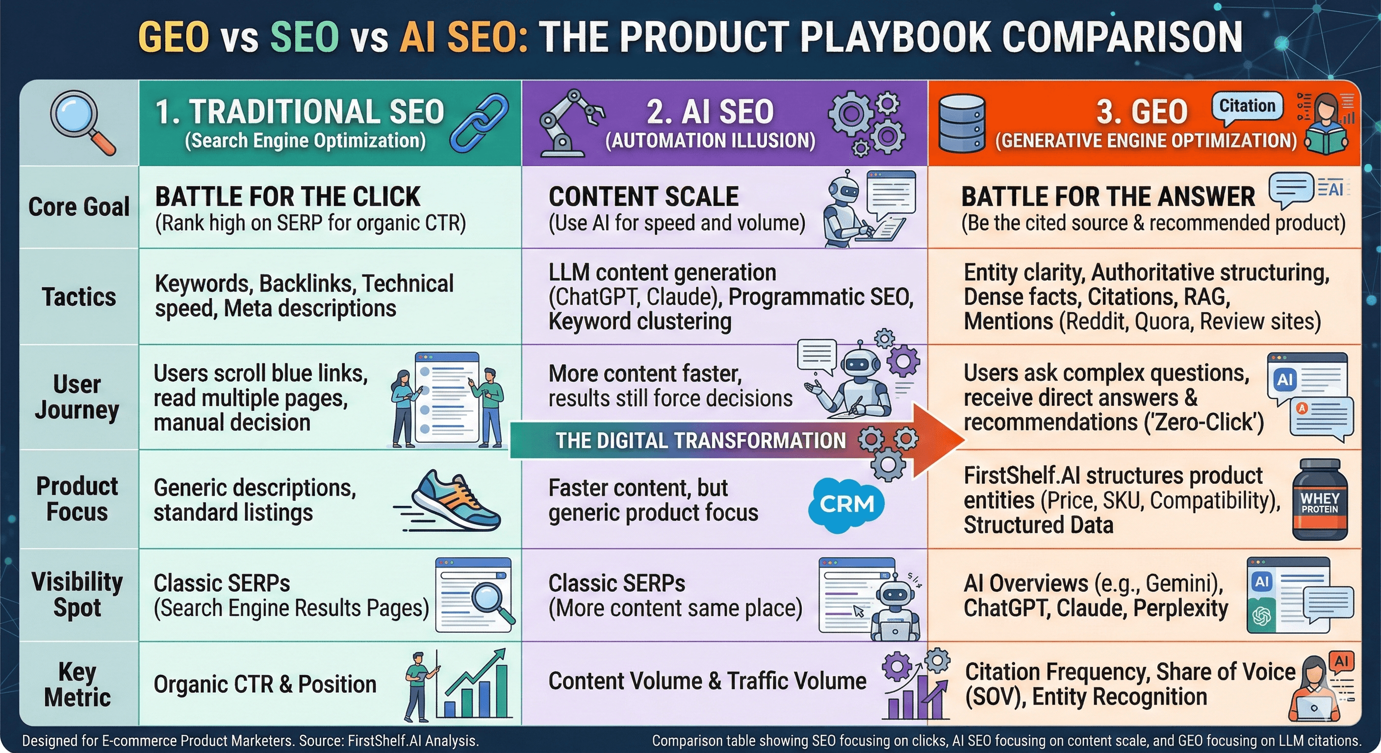 GEO vs SEO vs AI SEO: The Product Playbook